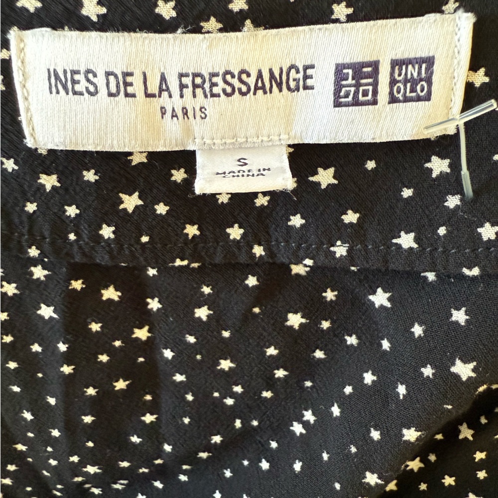 Ines de la Fressange x Uniqlo LS Black Star Polka Dot Wrap Dress Small Celestial - Picture 5 of 7